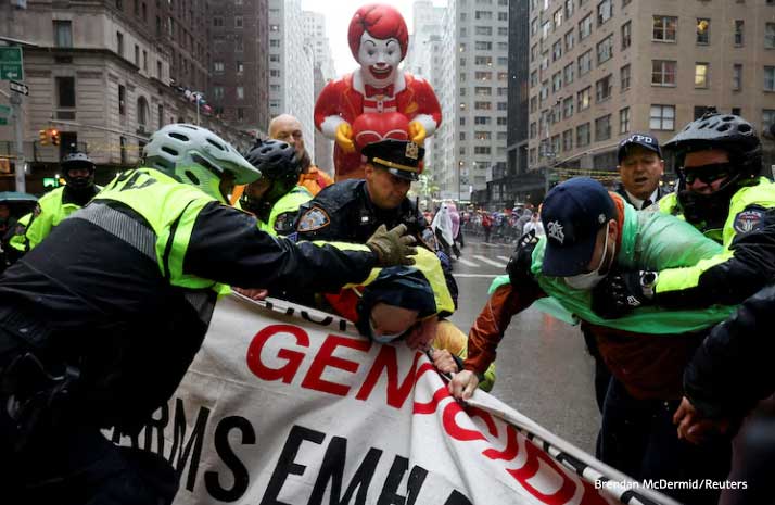 Protests Disrupt Macy's Thanksgiving Day Parade in NYC