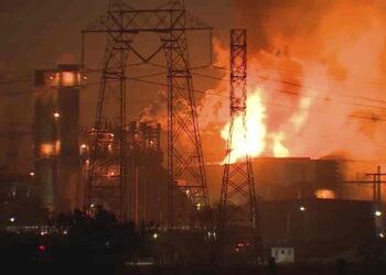 Towering Flames at California Battery Plant Trigger Emergency Response - KSBW via AP