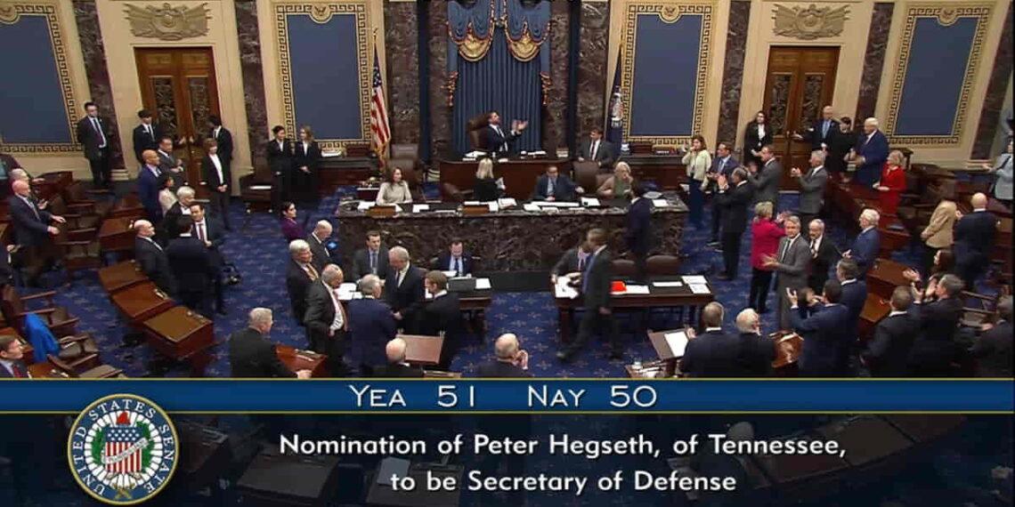 Pete Hegseth Sworn In as New Defense Secretary Despite Serious Criticisms - Senate Television via AP