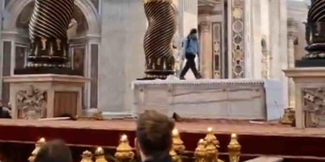 Security Stops Man After He Jumps Onto St. Peter’s Basilica Altar - Social media via CNN Photo