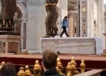 Security Stops Man After He Jumps Onto St. Peter’s Basilica Altar - Social media via CNN Photo