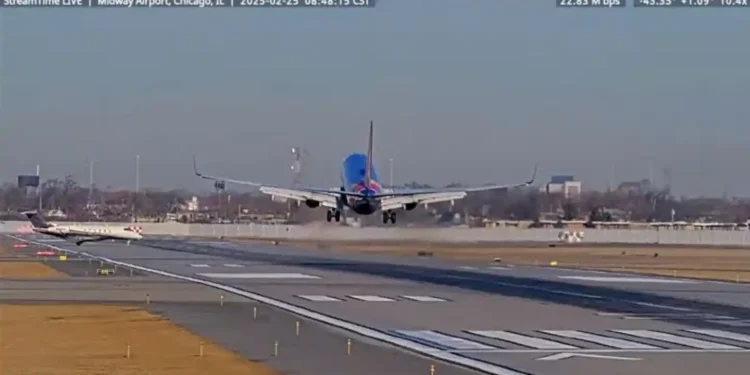 Southwest Jet Forced to Pull Up as Private Plane Enters Runway Without Clearance - image credit Live via CNN Newsource