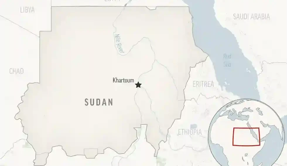 Sudan Mourns 46 Lives Lost in Devastating Plane Crash - This is a locator map for Sudan with its capital, Khartoum. (AP Photo)