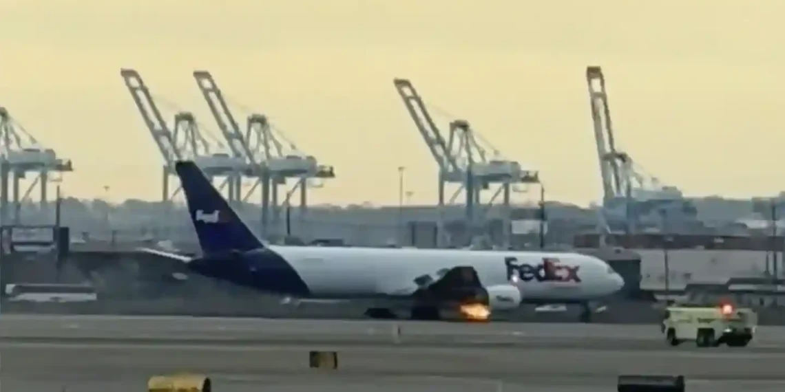 Emergency Landing: FedEx Plane Returns to Newark After Engine Fire - Kenneth Hoffman/AP Photo