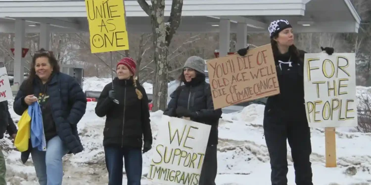 Protesters Gather in Vermont as Vice President JD Vance Vacation Plans Unfold - Erin Minichiello/AP Photo