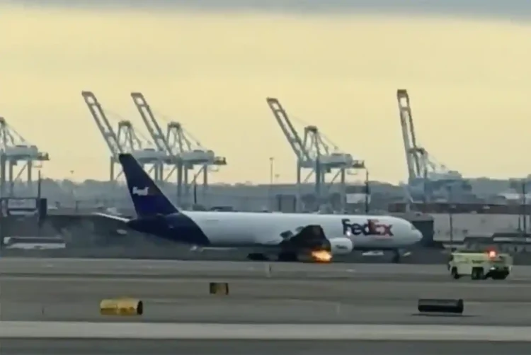 Emergency Landing: FedEx Plane Returns to Newark After Engine Fire - Kenneth Hoffman/AP Photo