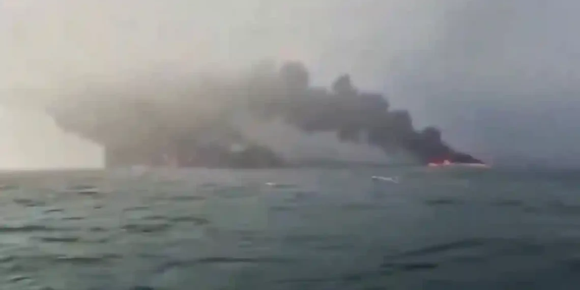 Dozens Rescued After Cargo Ship Crashes Into US-Flagged Oil Tanker - Social Media via CNN