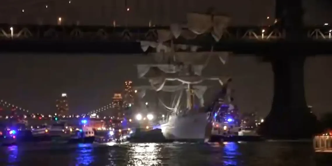Sailing Ship Accident: Mexican Navy Vessel Damaged Under Brooklyn Bridge - WABC via CNN