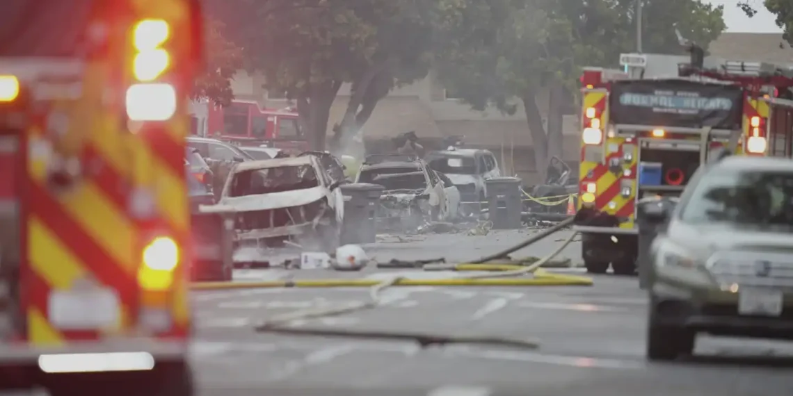 Foggy Weather Leads to Small Plane Crash in San Diego Community - AP Photo/ Gregory Bull