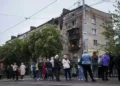 Russian Missile and Drone Strike Causes Chaos in Kyiv, Killing Two - AP Photo/Evgeniy Maloletka
