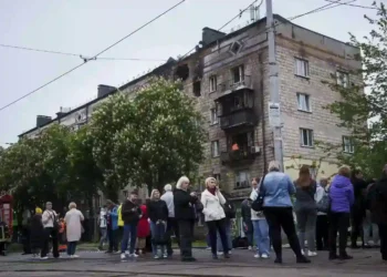Russian Missile and Drone Strike Causes Chaos in Kyiv, Killing Two - AP Photo/Evgeniy Maloletka