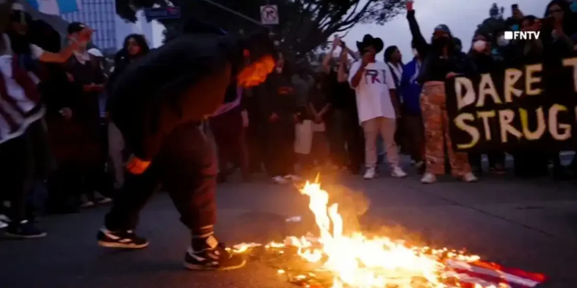 Protesters Burn American Flags in L.A.; Trump Orders National Guard - Oliya Scootercaster/FreedomNewsTV