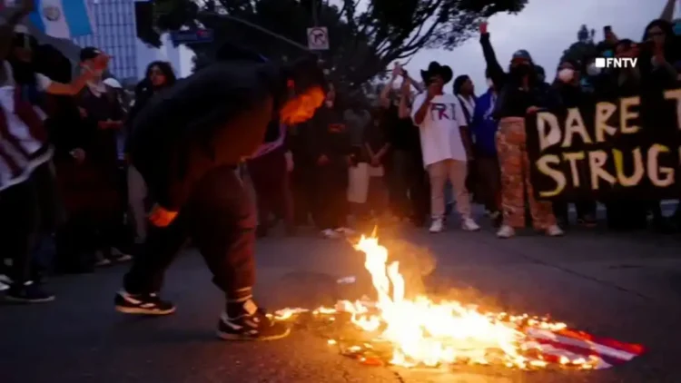Protesters Burn American Flags in L.A.; Trump Orders National Guard - Oliya Scootercaster/FreedomNewsTV