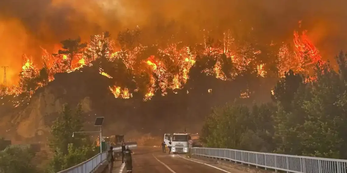 Ten emergency workers die battling wildfire in northwestern Turkey’s Eskisehir province - Ridvan Bostanci/IHA via AP