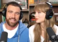 Travis and Jason Kelce Announce Taylor Swift’s Debut on New Heights Podcast in Highly Anticipated August 13 Episode - Travis Kelce and Taylor Swift on 'New Heights'. Credit : x