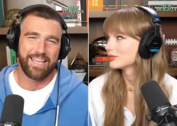 Travis and Jason Kelce Announce Taylor Swift’s Debut on New Heights Podcast in Highly Anticipated August 13 Episode - Travis Kelce and Taylor Swift on 'New Heights'. Credit : x