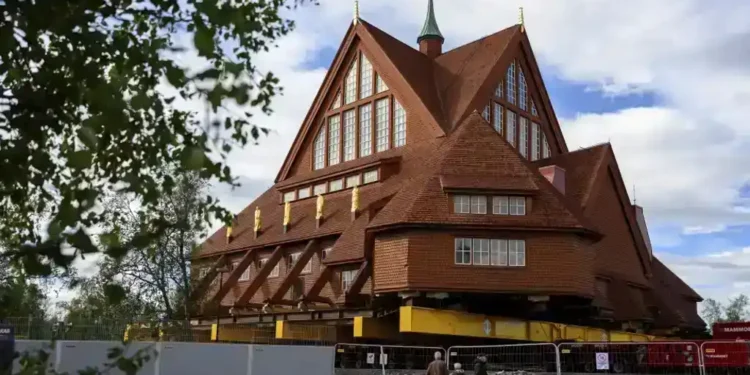 Iconic Kiruna Church Embarks on 3-Mile Move as Sweden’s Largest Underground Mine Threatens Town Center - AP Photo/Malin Haarala