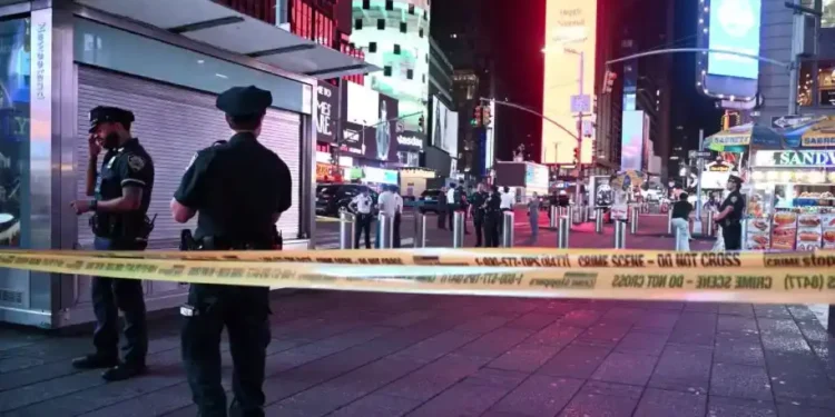 NYPD Responds to Times Square Shooting, Three People Hurt in New York City’s Iconic Area - Kyle Mazza/NurPhoto/Associated Press