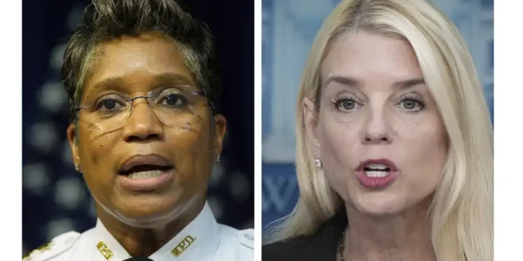 Confusion emerges over leadership of Washington D.C. police as federal oversight by Pam Bondi overlaps with Chief Pamela Smith’s authority. - AP Photo