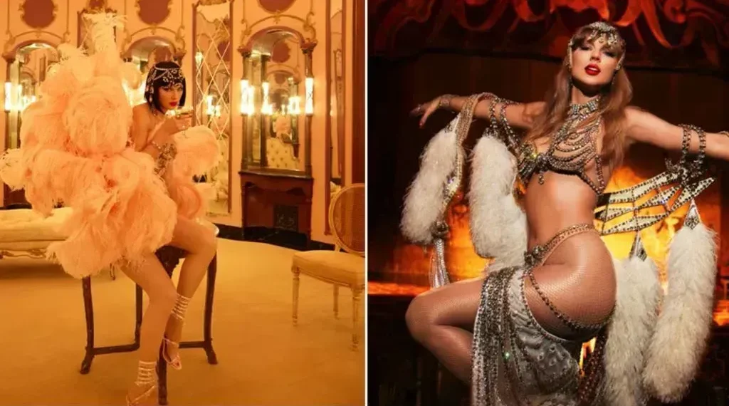 With The Life of a Showgirl, Taylor Swift embraces Las Vegas-inspired costumes and explores the balance of spectacle, solitude, and storytelling. - Republic Records/CNN