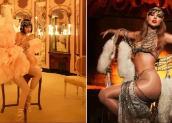 With The Life of a Showgirl, Taylor Swift embraces Las Vegas-inspired costumes and explores the balance of spectacle, solitude, and storytelling. - Republic Records/CNN