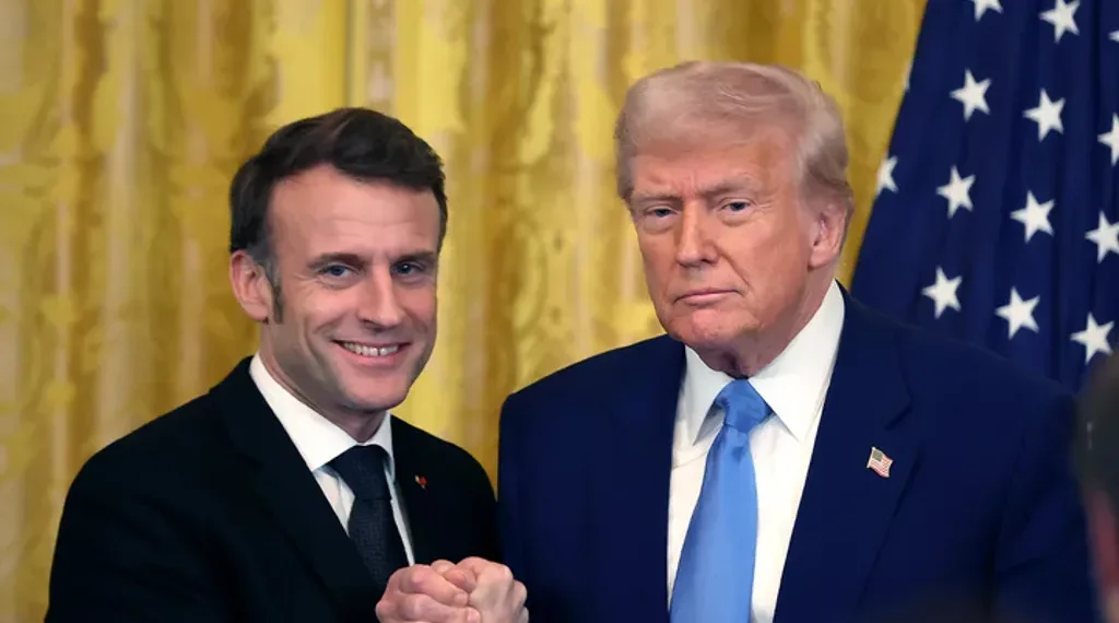 In hot mic exchange, Trump tells Macron he believes Putin may want peace “for him” as European leaders discuss Ukraine war security guarantees. - Getty Images/FOX News