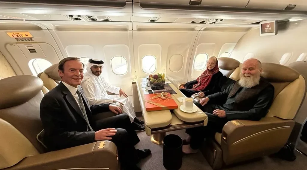 British Citizens Peter and Barbie Reynolds Released in Afghanistan After Seven Months in Taliban Custody With Qatar’s Diplomatic Support - Qatar Foreign Ministry via AP