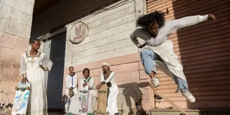 Female Skateboarders in Ethiopia Challenge Gender Norms and Inspire a Movement - A member of Addis Girls Skate performs an ollie via CNN