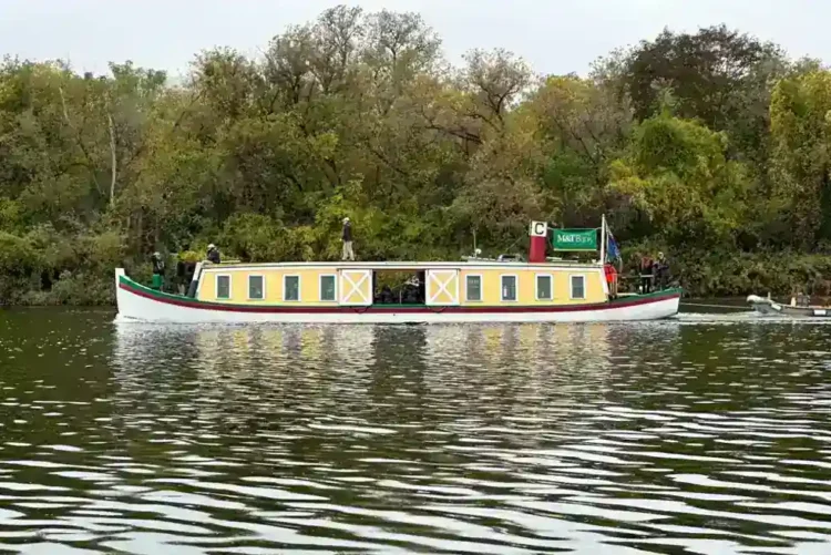 Replica Boat Retraces Erie Canal’s Historic Journey 200 Years Later - AP Photo/Michael Hill