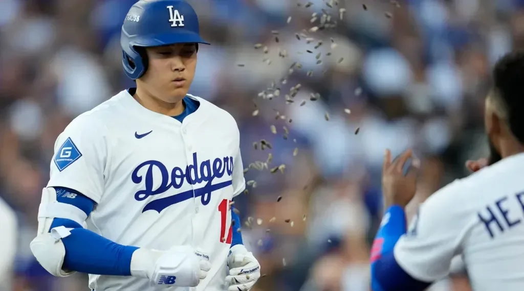 Ohtani Three Home Runs Power Dodgers to NLCS Sweep - AP Photo/Ashley Landis