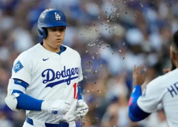 Ohtani Three Home Runs Power Dodgers to NLCS Sweep - AP Photo/Ashley Landis