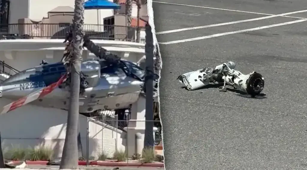 Helicopter Crash in Huntington Beach Parking Lot Leaves Five Injured - Tim Robinson via X