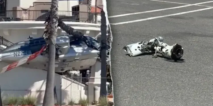 Helicopter Crash in Huntington Beach Parking Lot Leaves Five Injured - Tim Robinson via X