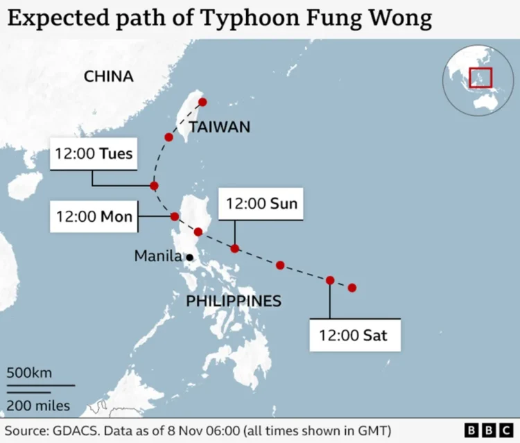 Nearly a Million Evacuated as Super Typhoon Fung-wong Nears Philippines - BBC