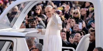 Pope Leo XIV greets faithful during international visit - EPA/BBC
