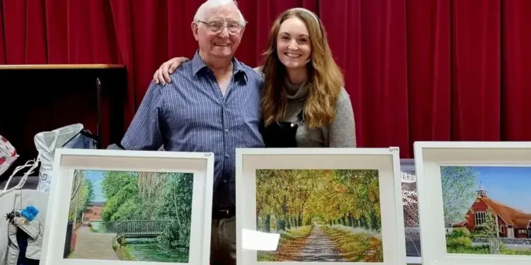 92-year-old artist Robert Rose painting in his Oxfordshire studio - Robert Rose/BBC