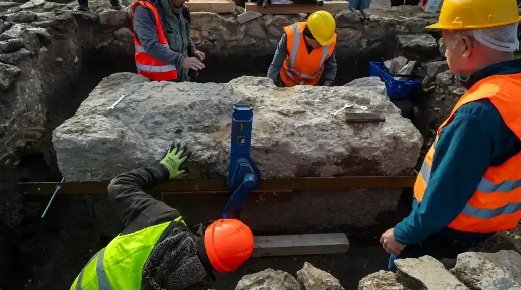 1,700-Year-Old Roman Sarcophagus Unearthed in Budapest’s Óbuda District - Gabor Lakos, Budapest History Museum via AP
