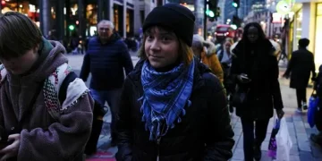 Greta Thunberg during London protest before arrest under terrorism law - Carlos Jasso/Reuters/CNN