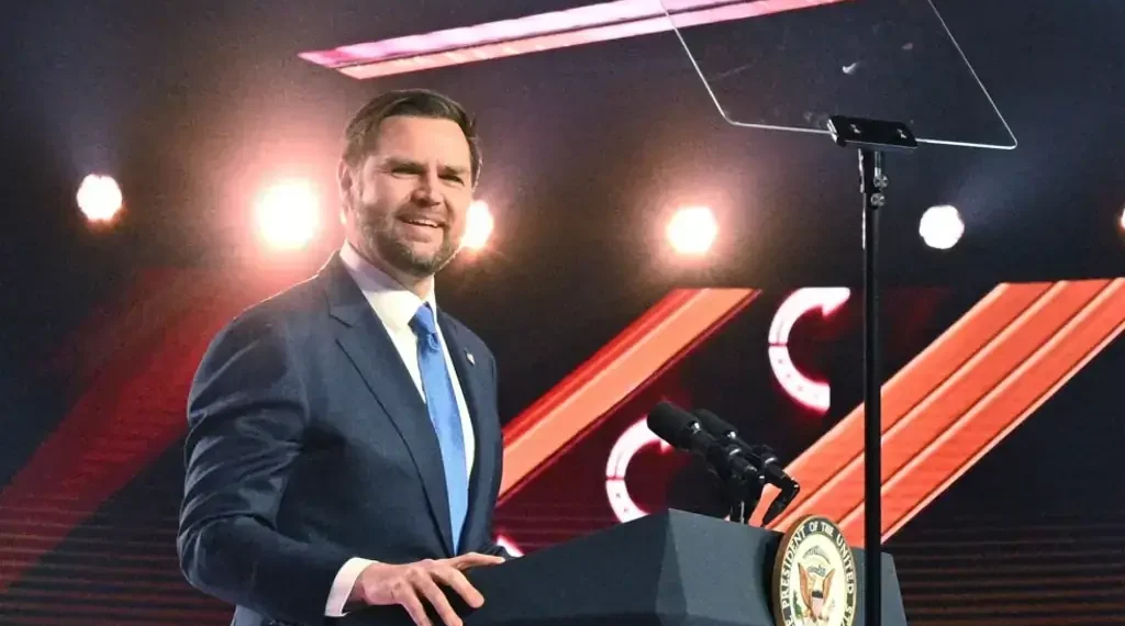 JD Vance speaks at Turning Point USA convention in Phoenix - AP Photo/Jon Cherry