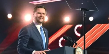 JD Vance speaks at Turning Point USA convention in Phoenix - AP Photo/Jon Cherry