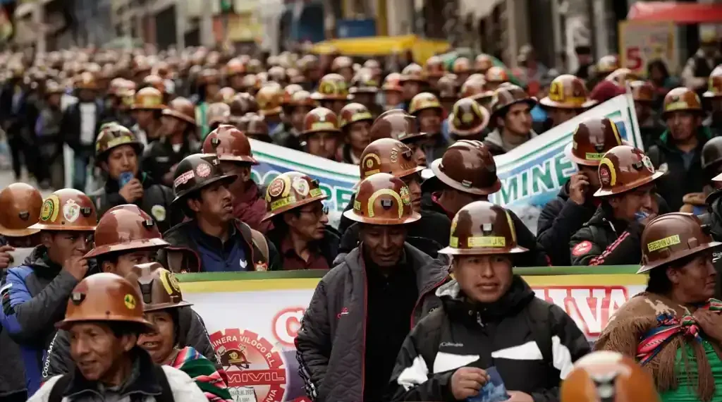Bolivian miners protest fuel subsidy cuts in La Paz - AP Photo/Freddy Barragan