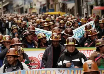 Bolivian miners protest fuel subsidy cuts in La Paz - AP Photo/Freddy Barragan