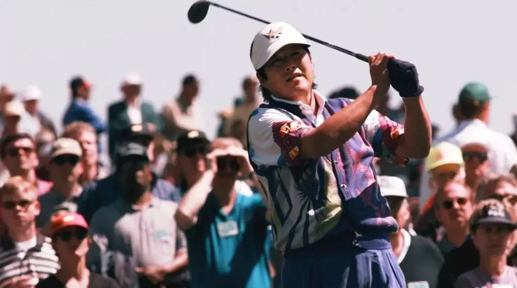 Jumbo Ozaki celebrating victory on the Japan Golf Tour- AP Photo/Bill Waugh, File