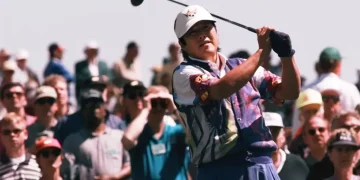 Jumbo Ozaki celebrating victory on the Japan Golf Tour- AP Photo/Bill Waugh, File