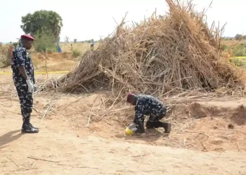 Night sky glowing after U.S. airstrikes near Nigerian village- AP Photo/ Tunde Omolehin