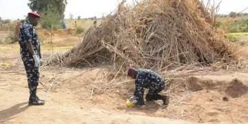Night sky glowing after U.S. airstrikes near Nigerian village- AP Photo/ Tunde Omolehin