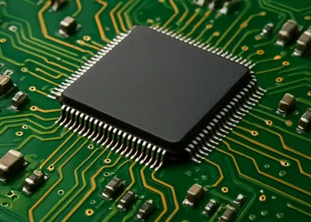 Close-up of a semiconductor wafer in a high-tech fabrication facility, illustrating global chip production. - Generated by AI for Journos News