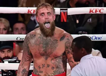 Jake Paul after Anthony Joshua fight in Miami ring - Getty Images/BBC