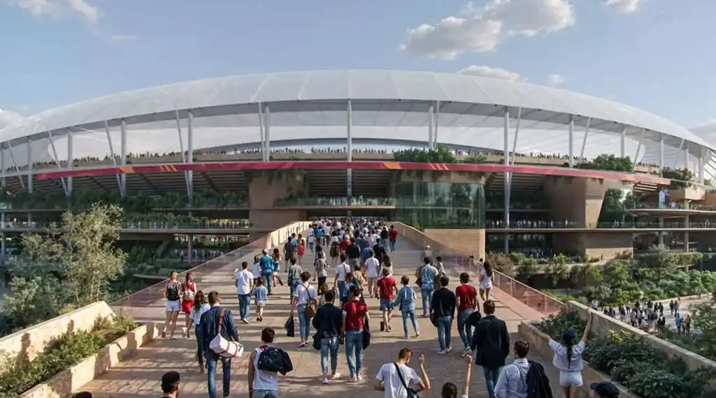 Rendered design of Brisbane Olympic stadium in Victoria Park - Cox Architecture/Hassell/CNN