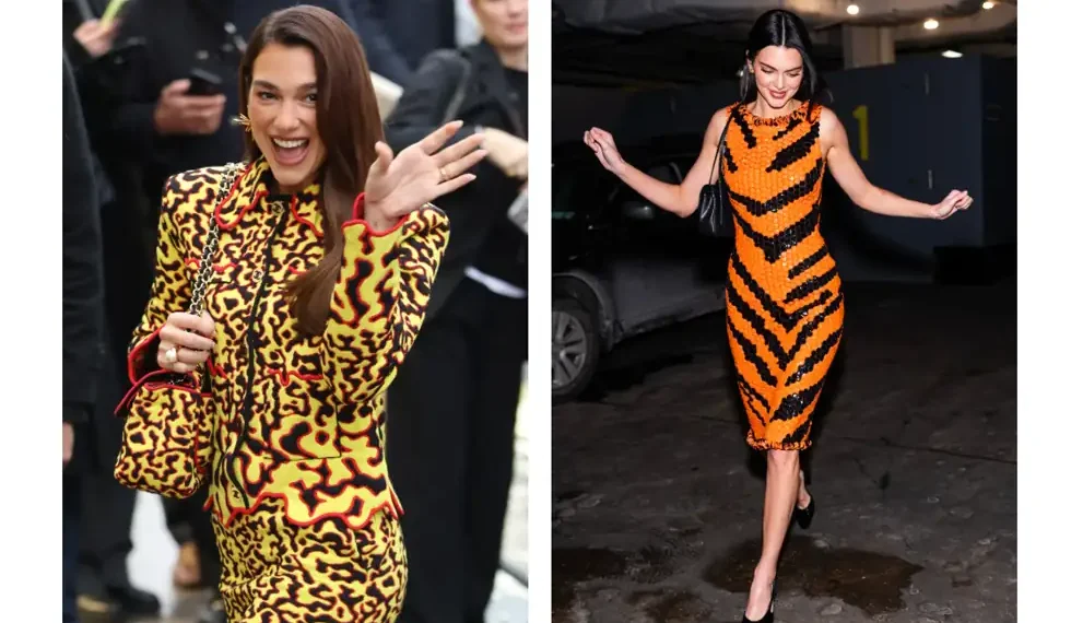 Dua Lipa wearing animal print Chanel suit at Paris fashion week - Neil Mockford/GC Images/Getty Images/TheStewartofNY/GC Images/Getty Images